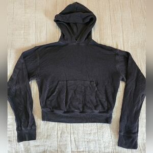 Skims Womens XXS Black Hoodie Pullover Sweatshirt Fleece Solid Kangaroo Pocket